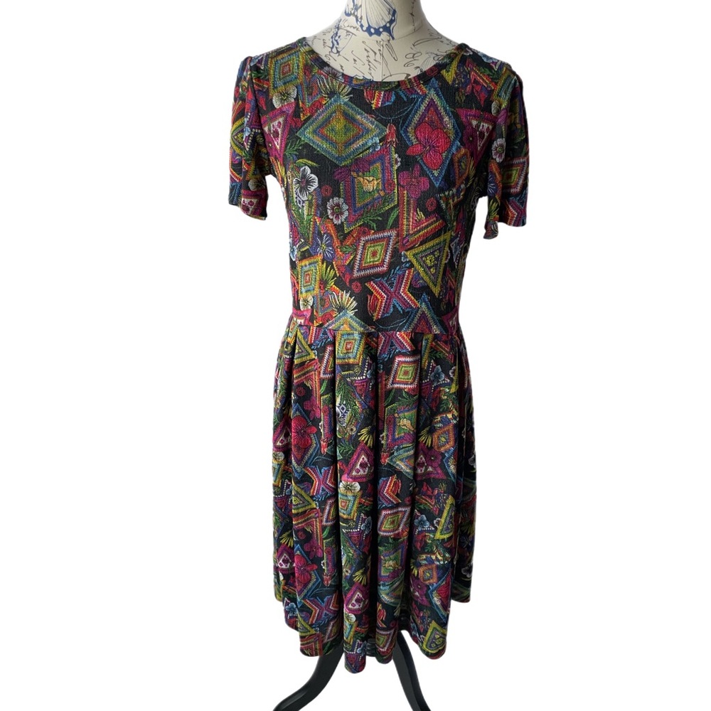 NWT LuLaRoe Amelia Dress Fun Colorful Floral Pattern Women’s Size L-XL